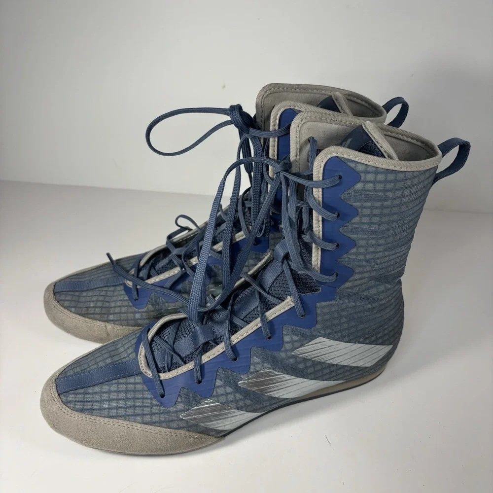 adidas Box Hog 4 Mens 6 Shoes Blue Grey Metallic Boxing Training Boots Sneaker